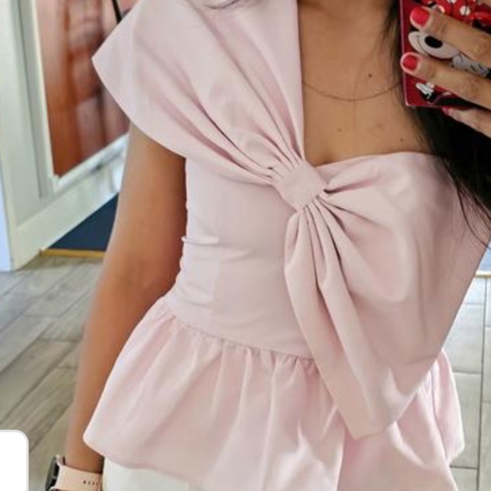 Pink one shoulder blouse
